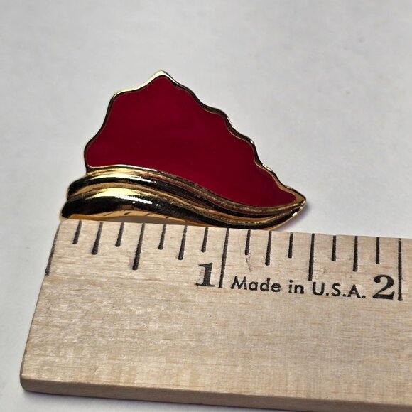 Vintage Trifari Earrings Clip On Red Gold Tone Wings 80s Glam Fashion Retro - Picture 12 of 13